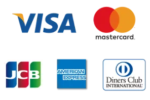VISA, mastercard, JCB, AMERICAN EXPRESS, Diners Club INTERNATIONAL